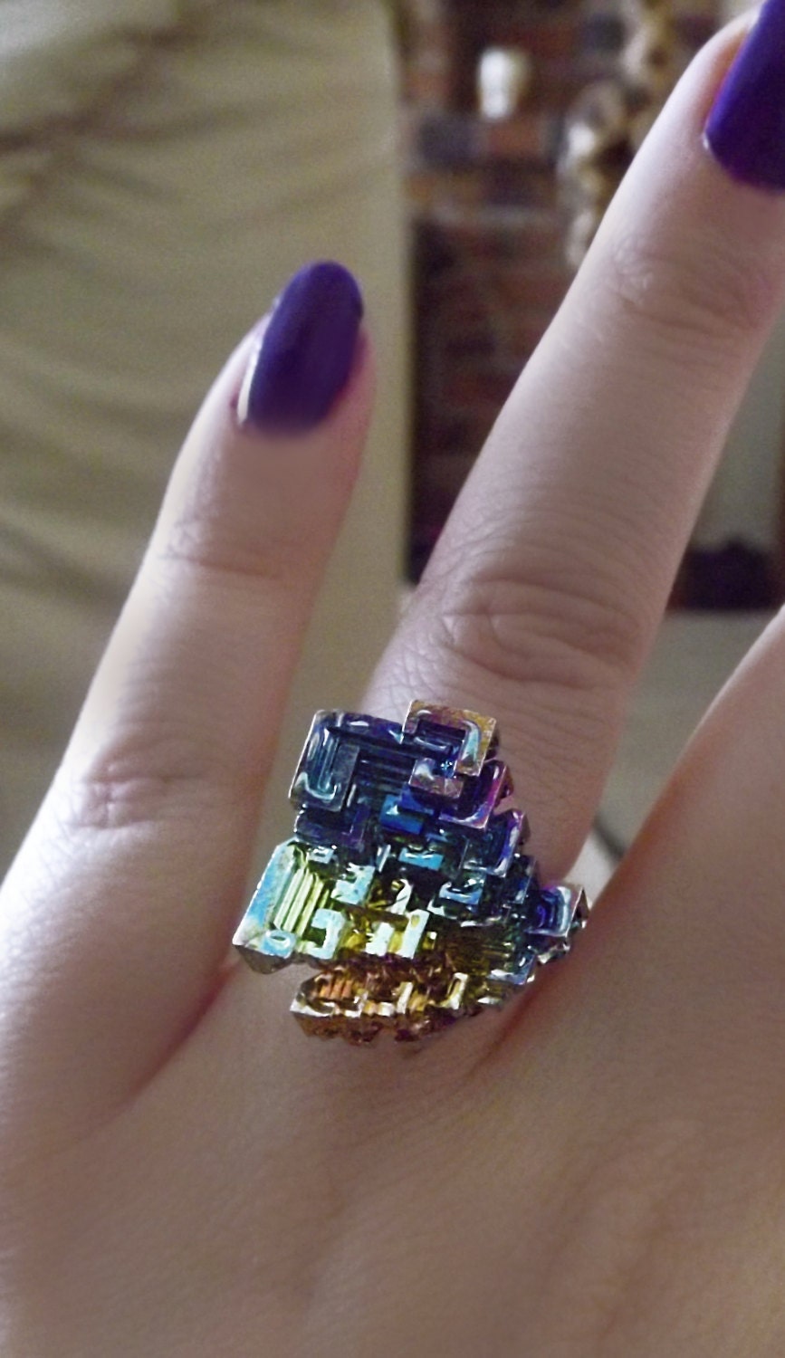 Boho ring crystal ring bismuth crystal bismuth jewelry