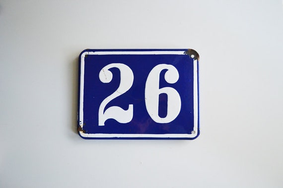 Vintage number sign / Number 26 / Enamel vintage number street