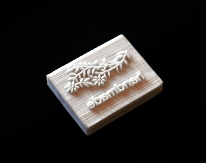 Handmade Cookie Stamp Seal Soap Stamp - Plants with text "Handmade"