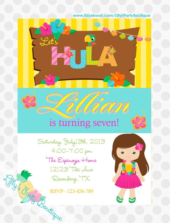 Items similar to Hula Girl Birthday Invitations on Etsy