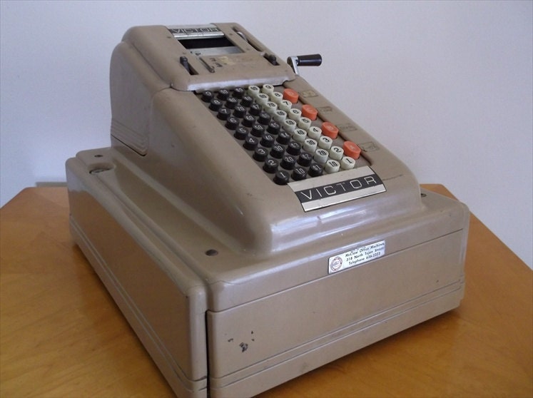 Vintage Victor McCaskey Cash Register 1950's by VintageAdoption