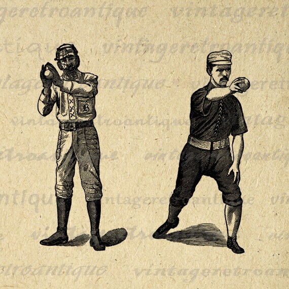 Printable Vintage Baseball Players Graphic by VintageRetroAntique