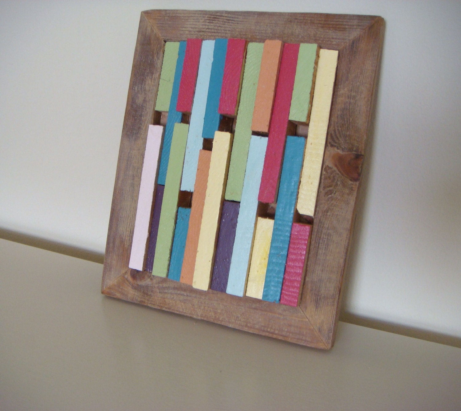 Wood Artwork. Painted Wood Framed Art. by RedCedarWoodcraft