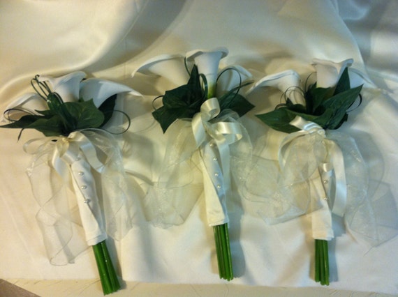 Set of 3 Calla lily bridesmaids bouquet