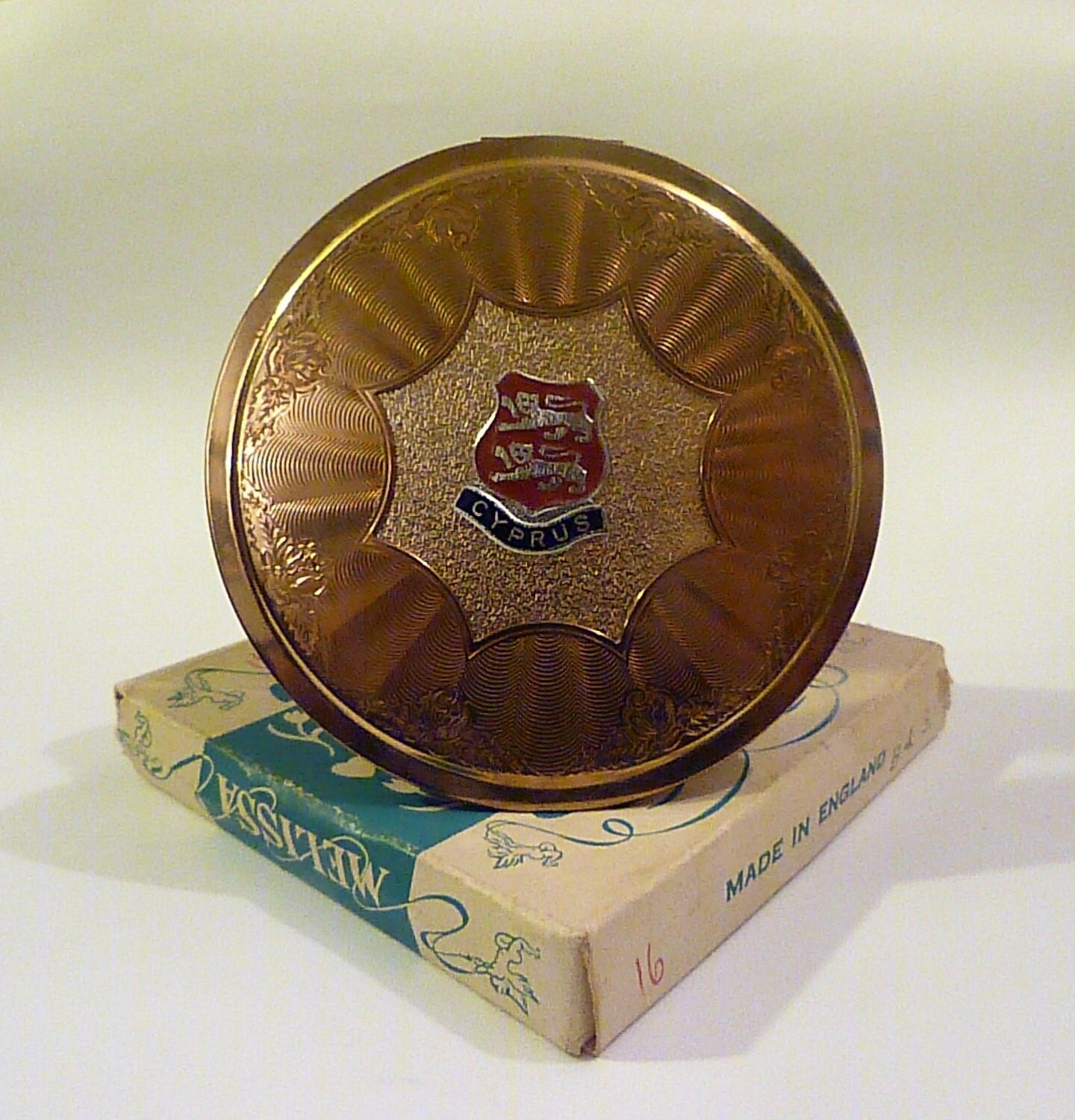 Vintage compact mirrors Cyprus souvenir by Vintageandantiques12