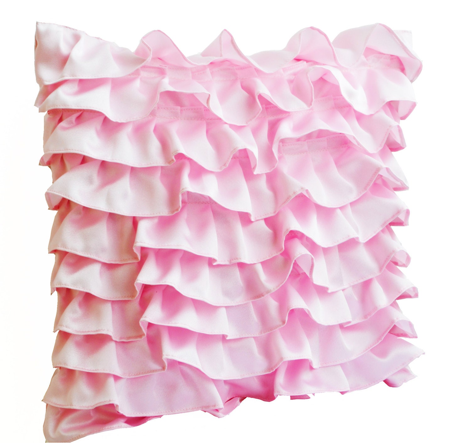 Decorative pillow in Soft Pink Satin with Ruffles Decorative