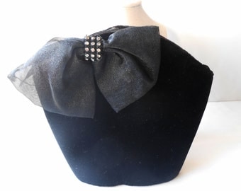 Black Evening Bag, Vintage Purse, Black Velvet Purse, Black Evening Purse, Glamorous Purse, Elegant Handbag EB-0247