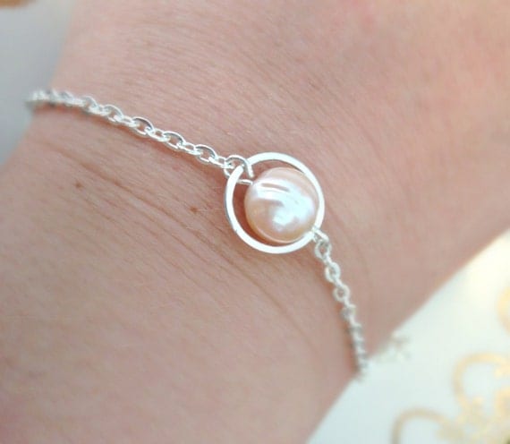 Single pearl bracelet silver Clearance