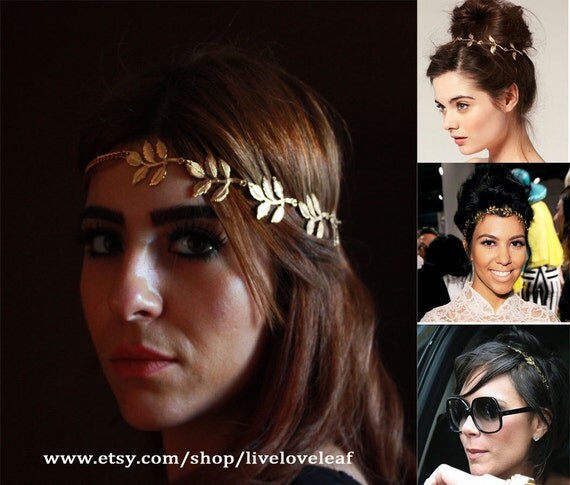 Gold Leaf Headband Greek Metal Leaf Hair Accessory Chain Hair