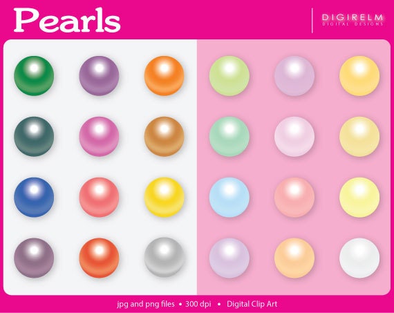 Pearls Clipart Digital Printable Clip Art