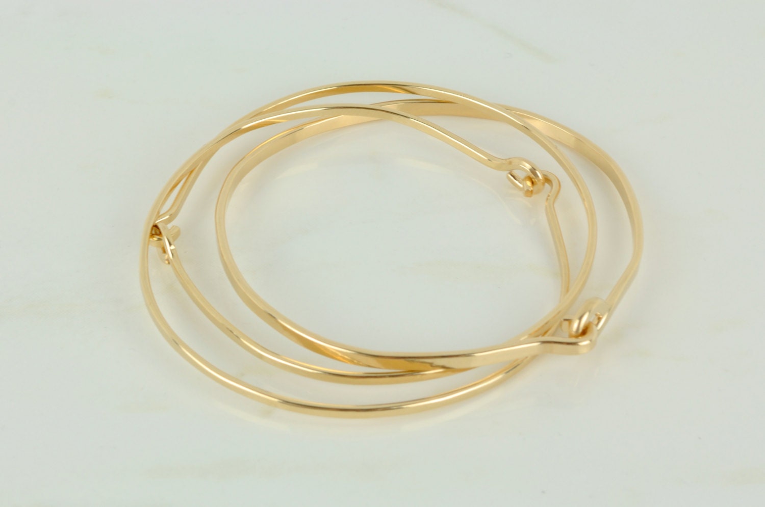 Gold Bangle Set of 3 Yellow 14k Gold Fill Bracelets 14k Gold
