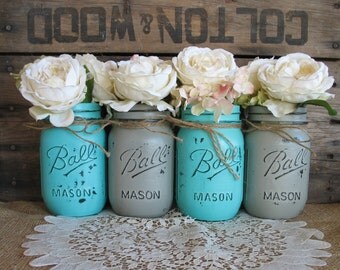 VasesHand Painted Flower Vases upcycled by RusticGlamDesigns