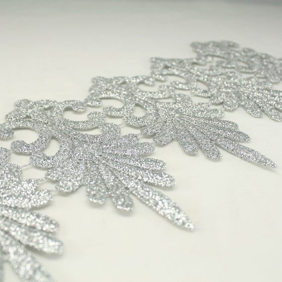 Silver lace silver trim wedding lace bridal lace garter lace