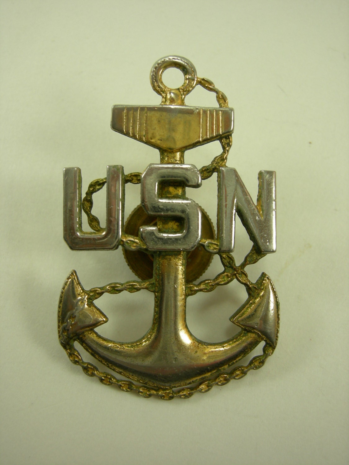 Us Navy Chief Petty Officer Wwii Fouled Anchor Pin Gold