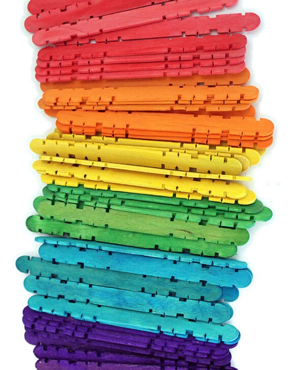 1000 MultiColor Notched Hobby Craft Sticks 6 Colors