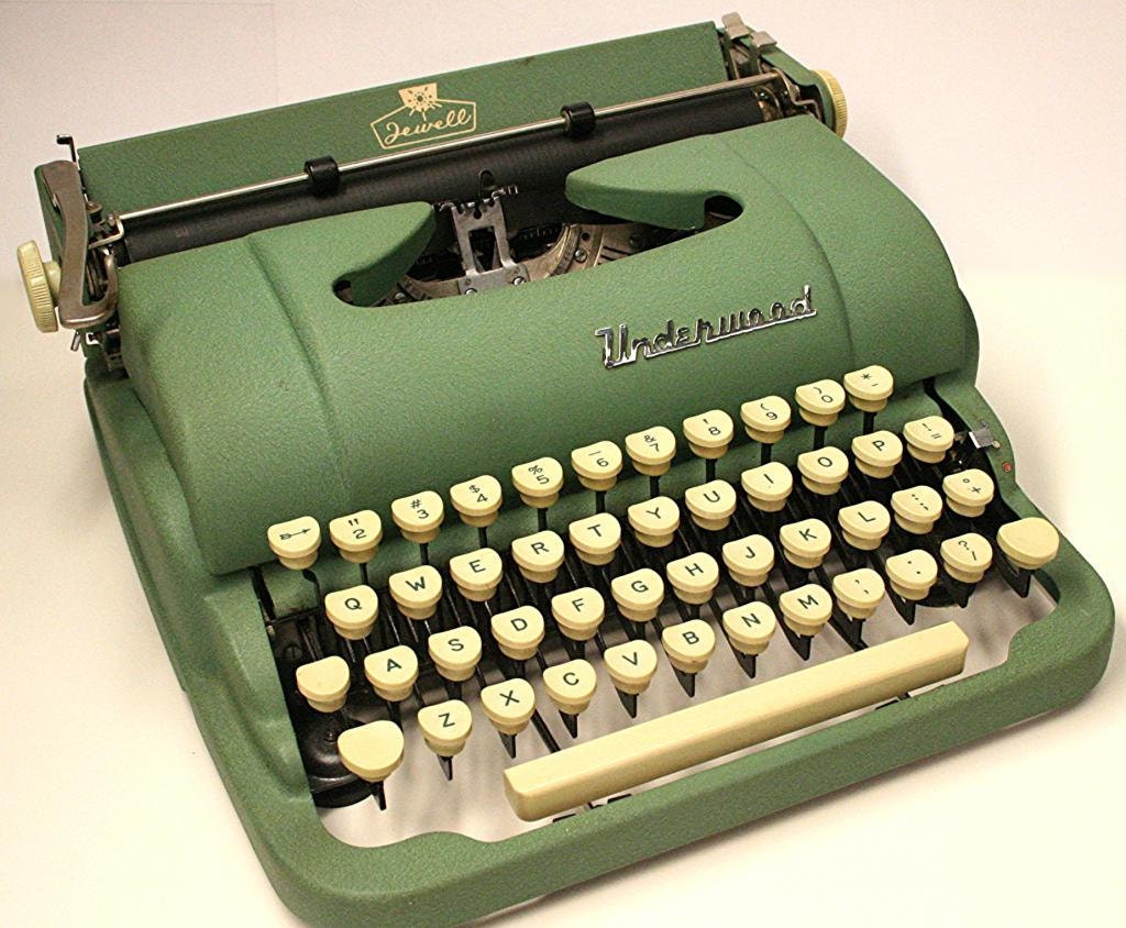 Vintage 1950s Underwood Jewell Portable Typewriter Mint Green