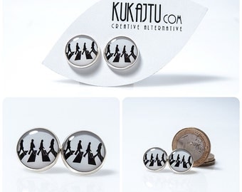 The Beatles Stud Earrings The Beatles Jewelry Music Jewelry Black and White Post Earrings Abbey Road Stud Earings