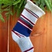 Ready to ship! Striped Christmas stocking recycled felted sweater wool. Eco friendly holiday stocking