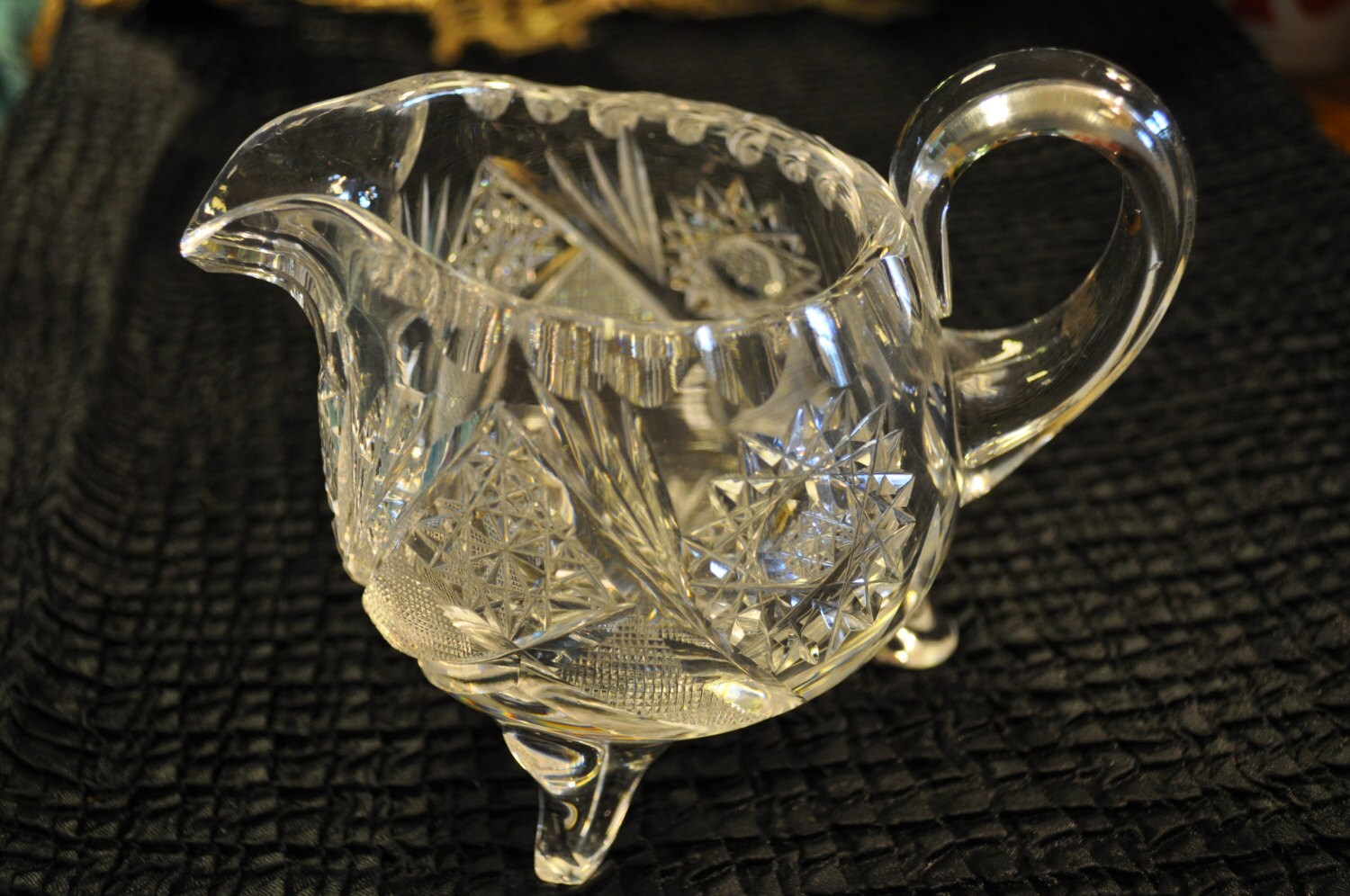 Antique Cut Glass Creamer Vintage cut glass creamer pitcher