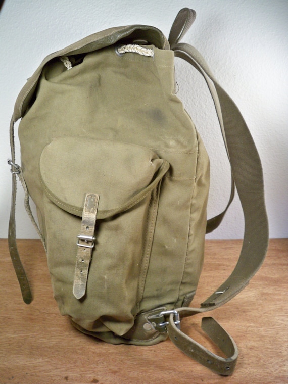 Vintage Made in USA Canvas & Leather Rucksack Backpack Camping