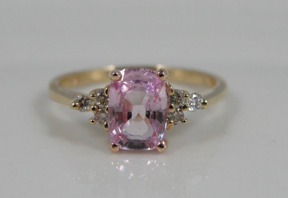 Vintage Pink Sapphire and Diamond Ring Engagement or