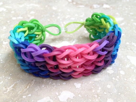 Tie Dye Rubber Band Bracelet Wide / by picopicogirl on Etsy