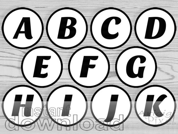 black white alphabet - party circles - printable 2 and ...