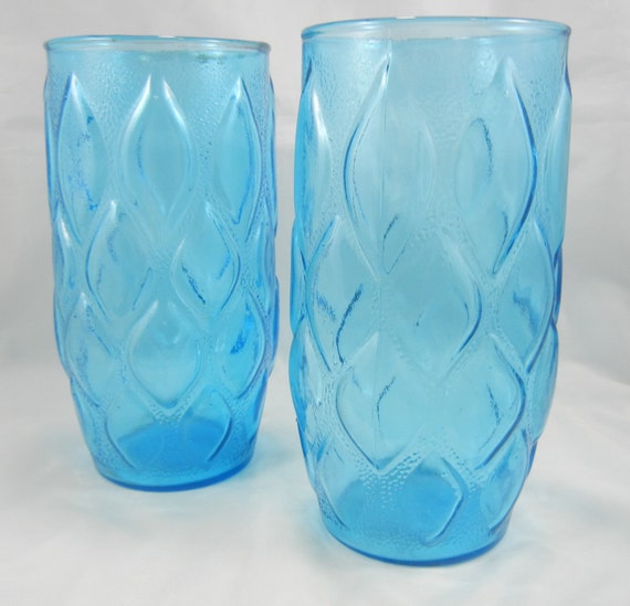 Drinking Glasses Blue Transparent Pressed Raised by AlmostTrash