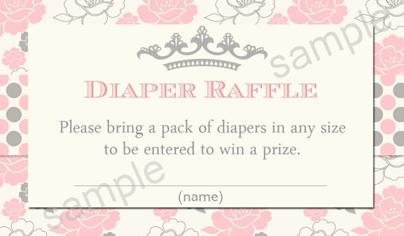 Princess Tickled Pink Baby Shower Diaper Raffle Tickets - Printable File Il_570xn