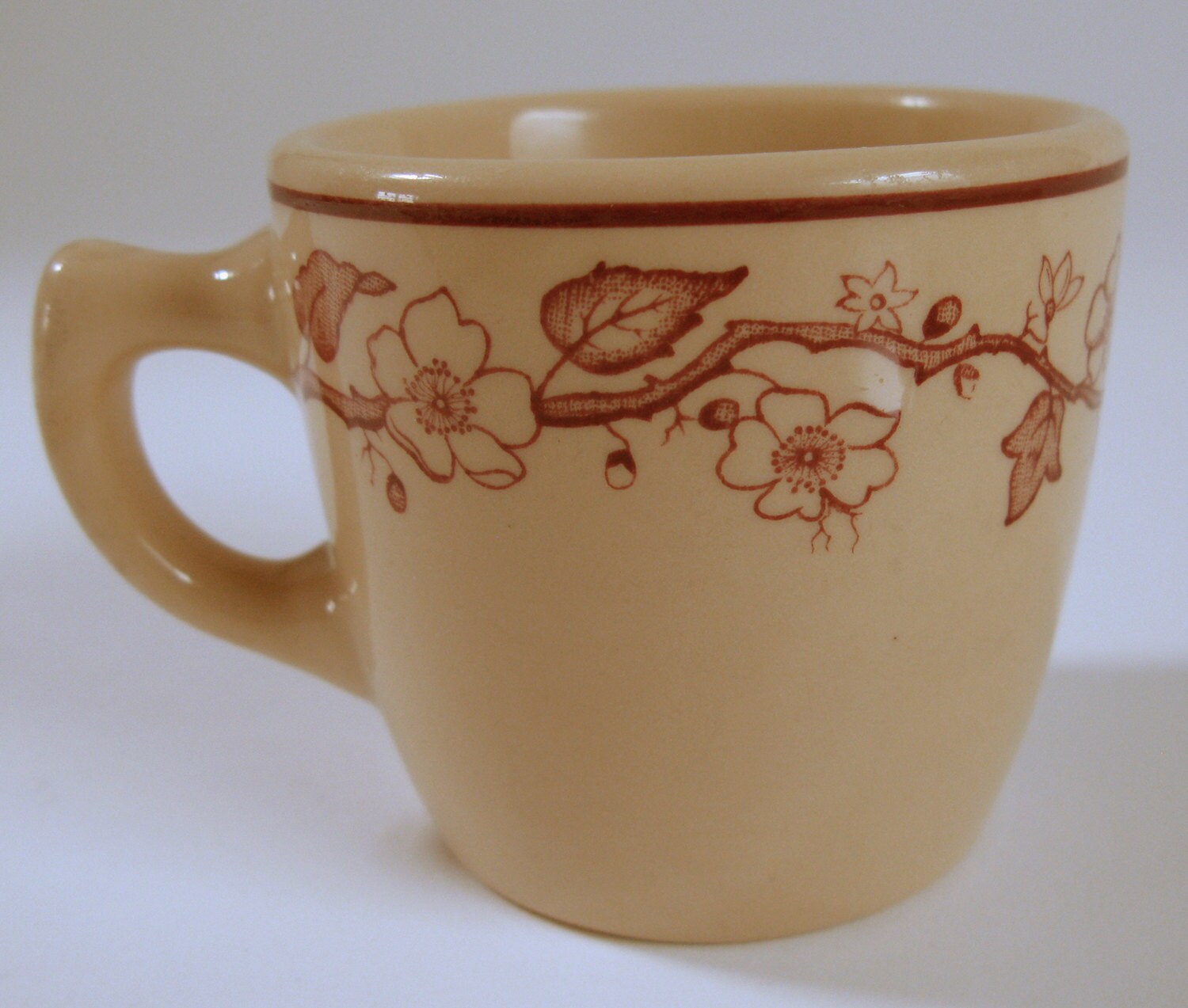 Vintage Toltec Cup Walker China Rose Pattern Tan Cup