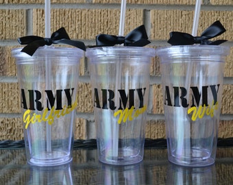 1 - Army Wife Mom Girlfriend Sister Tumbler Cup - Personalized