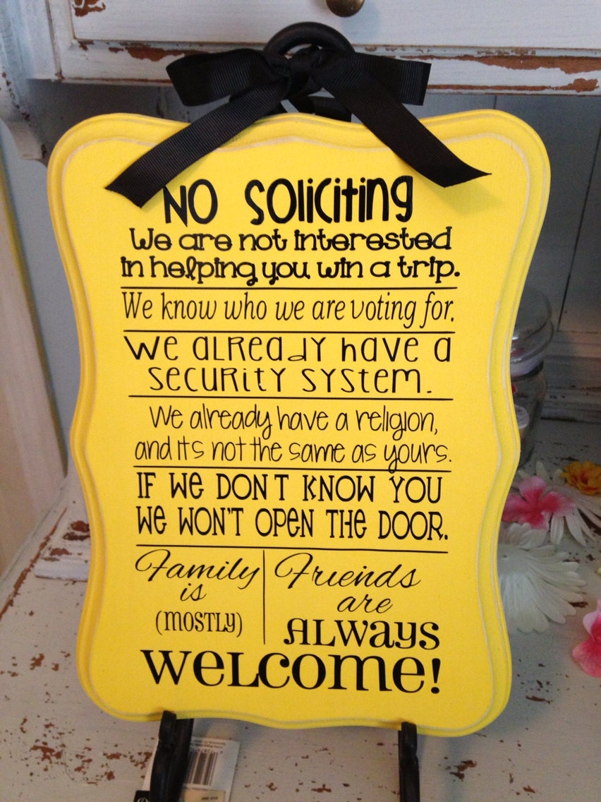 No Soliciting Sign Customizable painted wood by BedtimeCraft