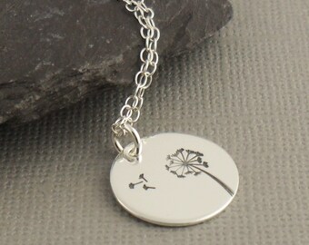Wish Sterling Silver Necklace 925, Dandelion Pendant Necklace, Sterling Silver Jewellery
