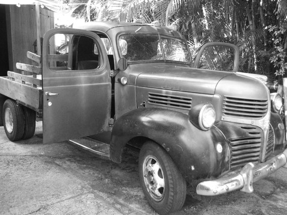 Vintage truck black and white photograph