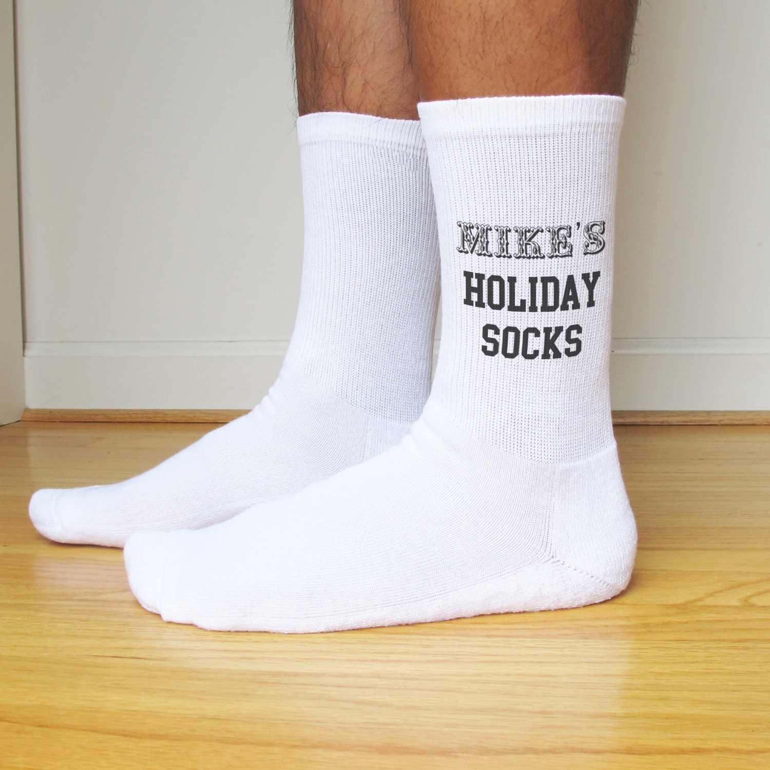 Personalized Holiday Socks for Men set of 3 crew socks