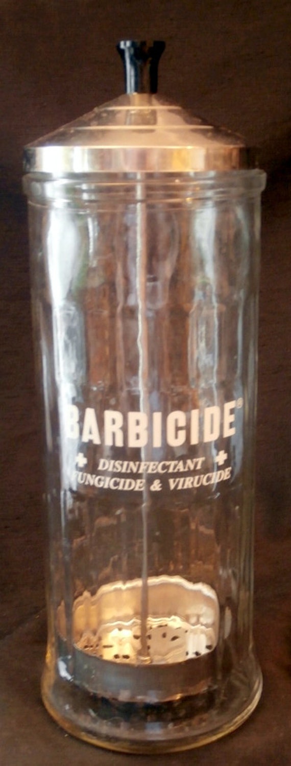 Barbicide Vintage Disinfectant Barber's Tall Glass Comb