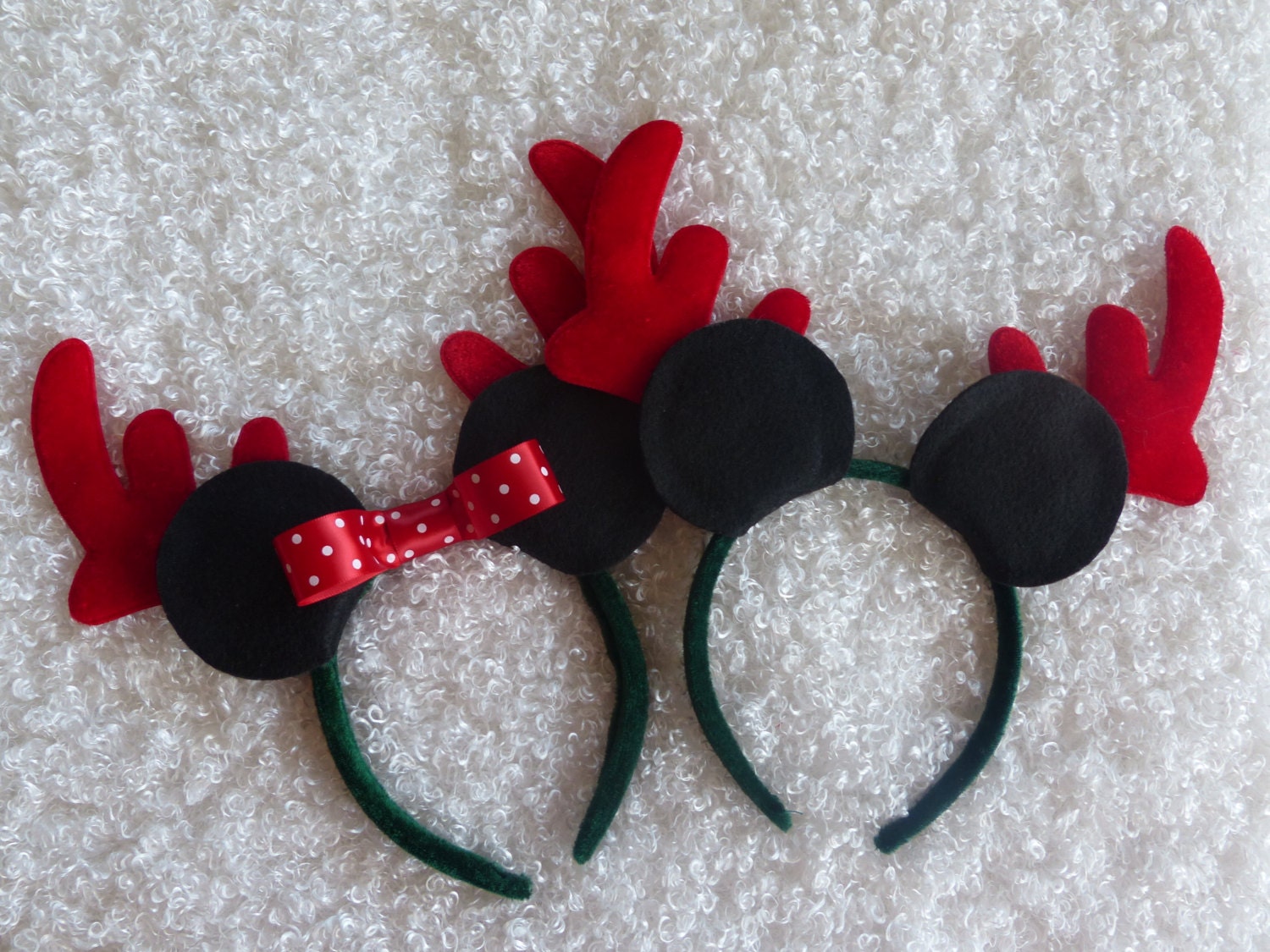 Minnie Mouse Ears and Mickey Mouse Ears with Reindeer