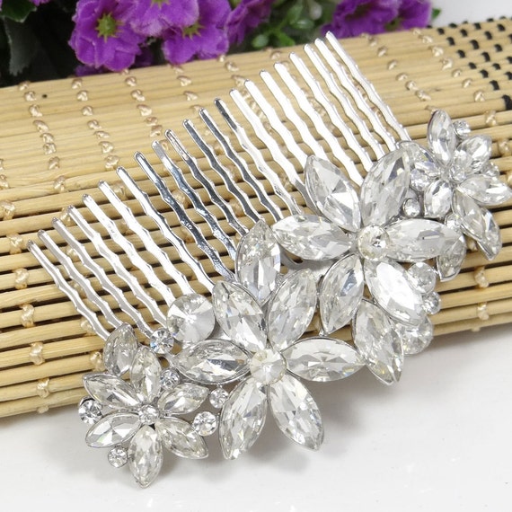 Swarovski Crystal Bridal Hair Comb Vintage Inspired Flower Rhinestone Wedding Hairpiece Hair Accessory Bridesmaid Jewelry-160845320