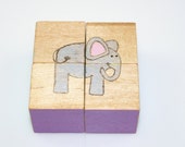 Child's first elephant wooden block puzzle- Early learning toy for problem solving and spatial awareness- Great for travel