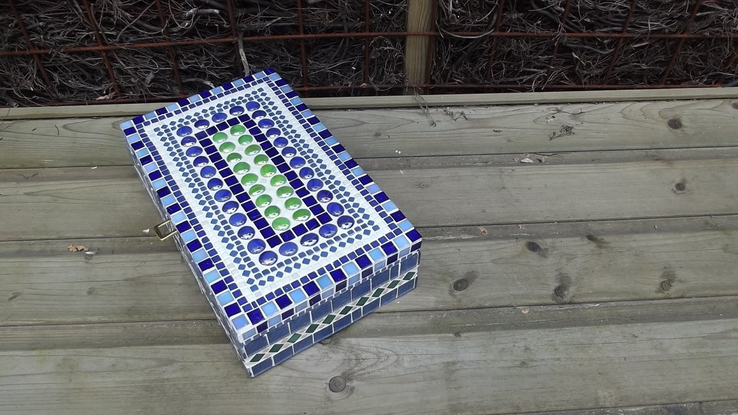 Mosaic wine box art object wooden box wooden gift box mosaics