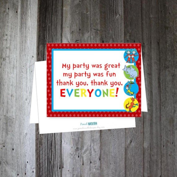 Thank You Cards Dr. Seuss Instant Download Printable