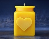 Heart Shape Beeswax Candle, Holiday Home Decor, Christmas Stocking Stuffer , Wedding Shower Gift, Hostess Gift