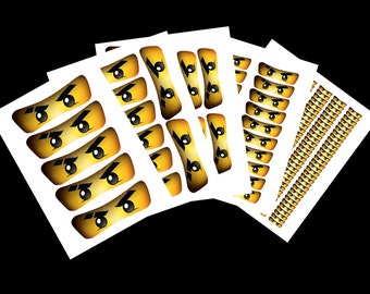 Blue Ninja Sticker Eyes: INSTANT DOWNLOAD (High Resolution)