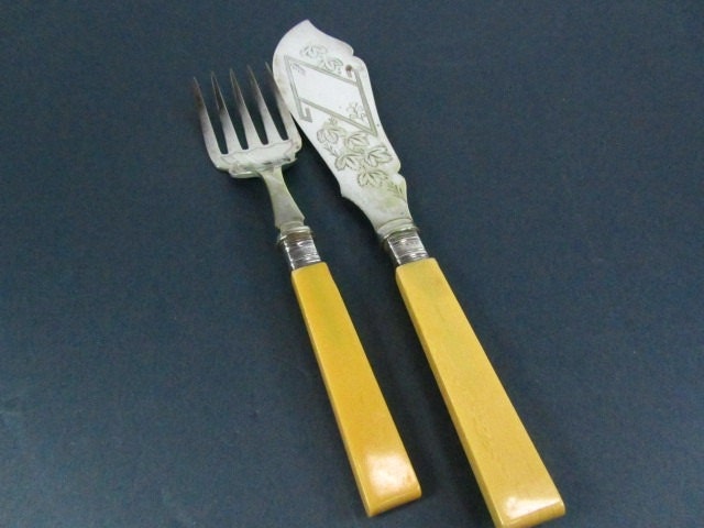 Silver Knife Andfork Bakelite Flatware Kitchen Utensilservingfish