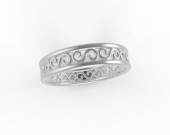 14ct White gold Filigree wedding band