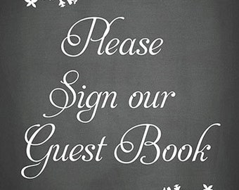 INSTANT DOWNLOAD Calligraphy Guest book Sign by MarshmallowInkLLC