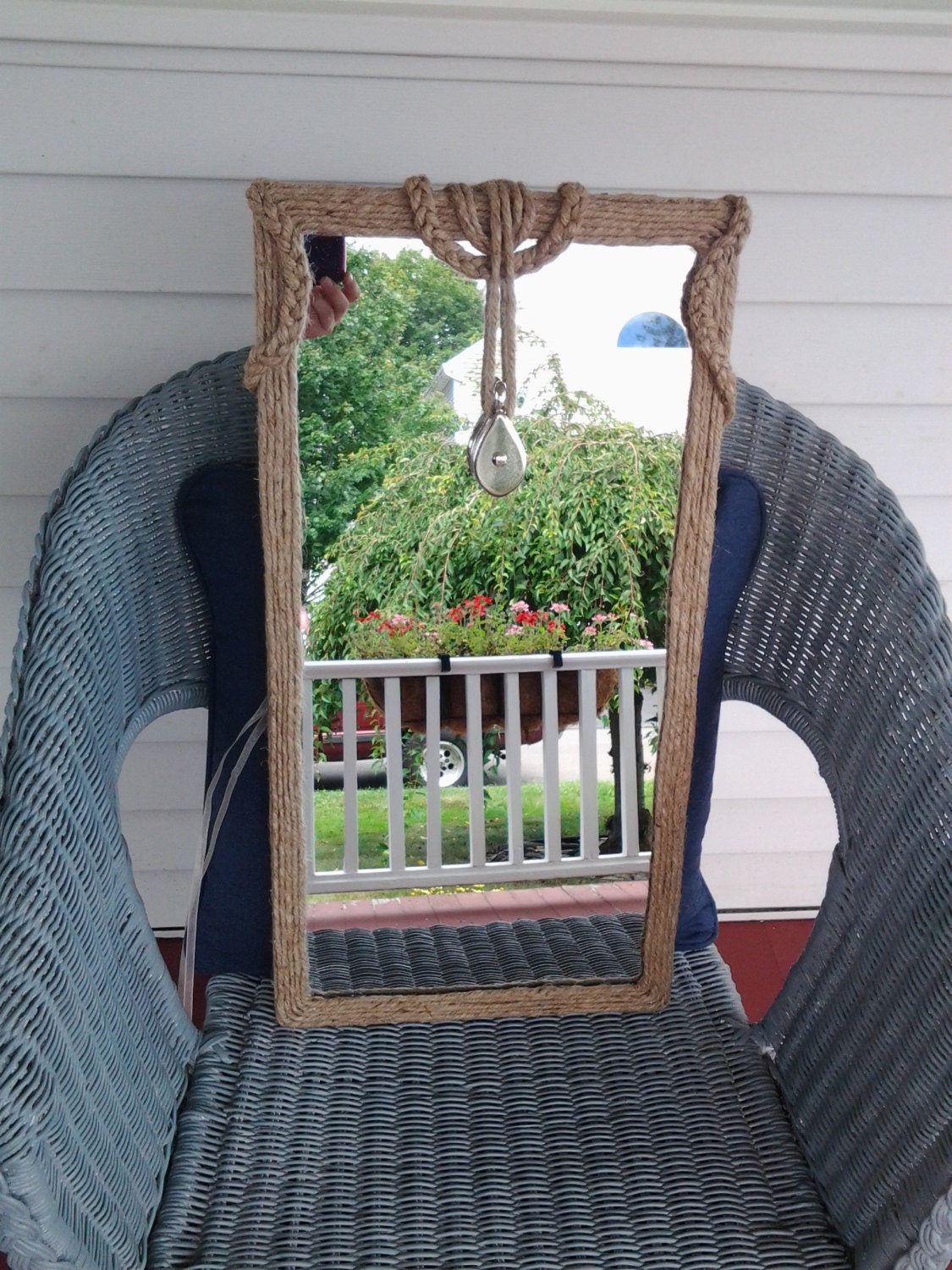 Rope Mirror 12 X 24 Inches Large Rectangle by NewEnglandTreasure
