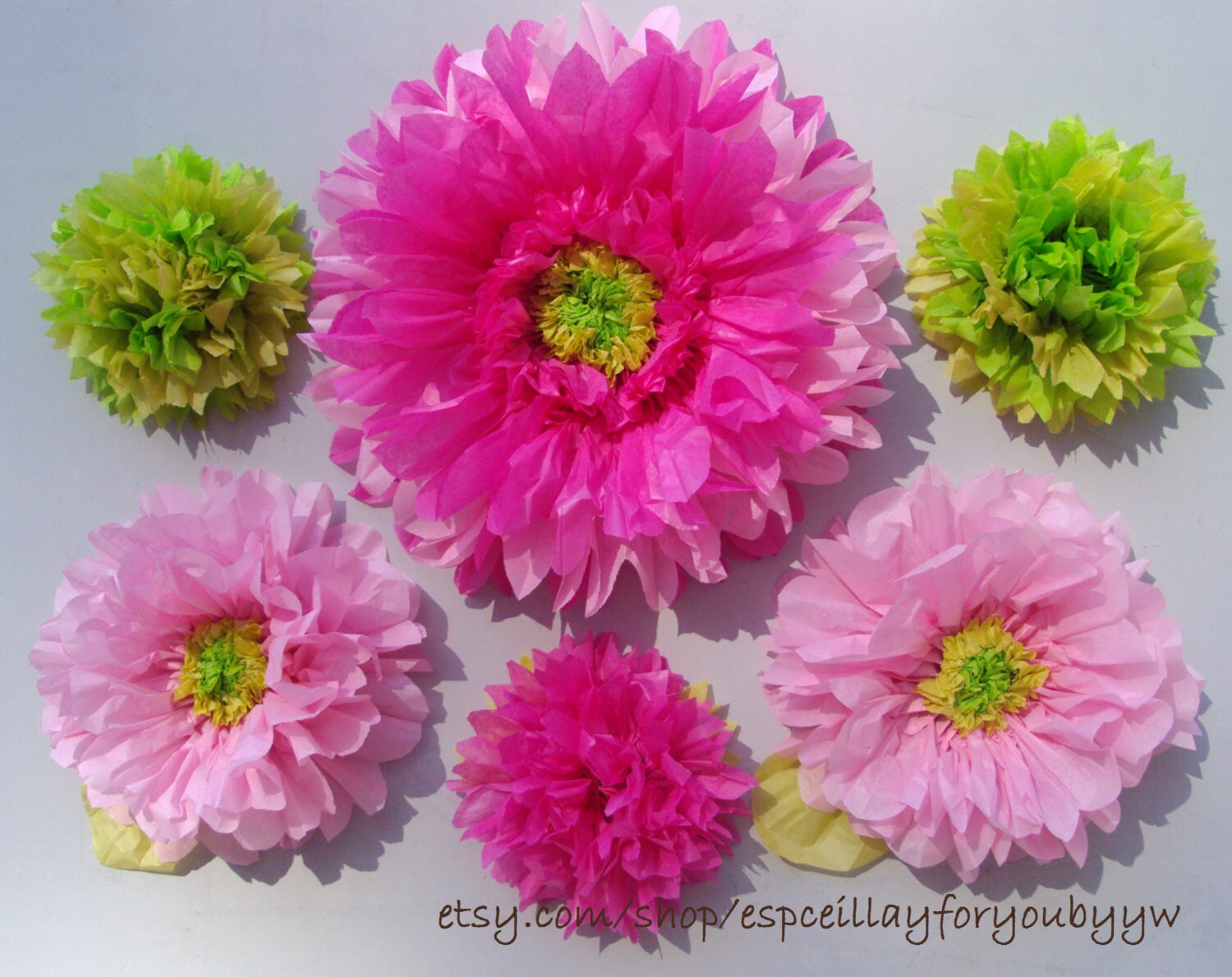 6 Large Tissue Paper Flowers Perfect by especiallyforyoubyyw