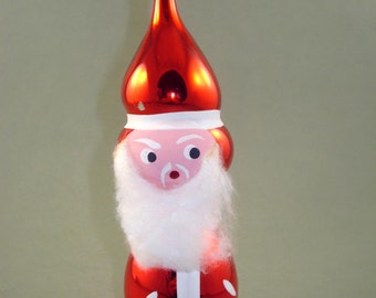 Vintage Old Russian Hand Blown Glass Christmas Tree Ornament Santa Claus