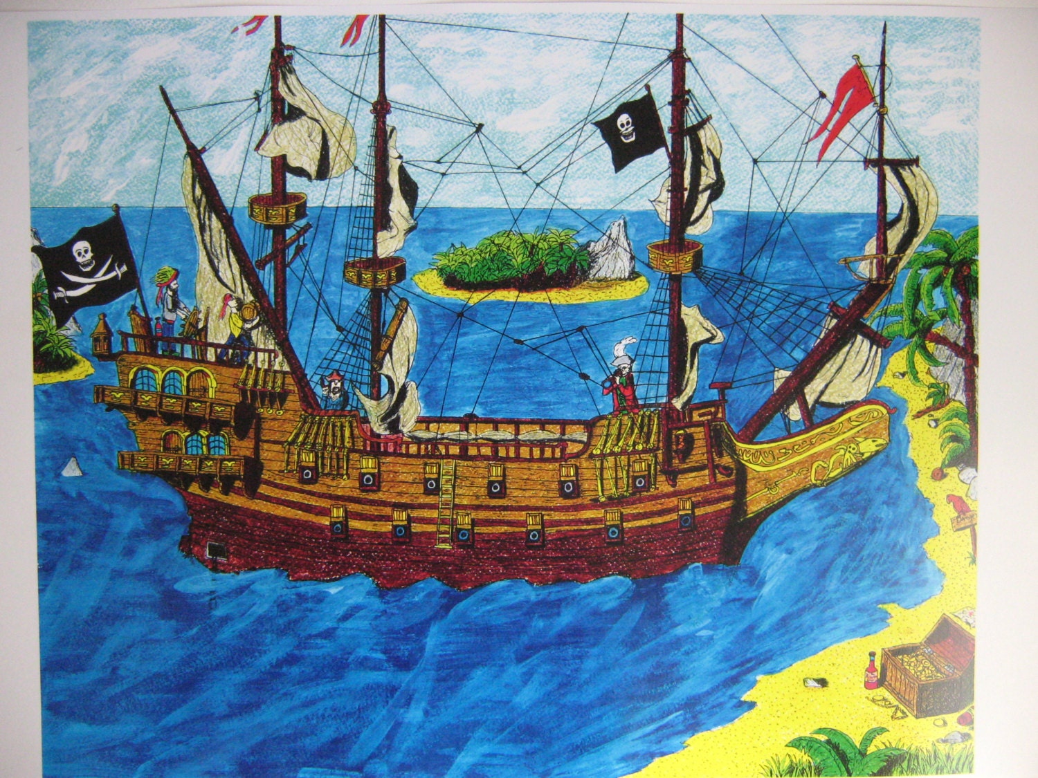 Pirate Ship Poster For Kids Pirate Art Fine Print By Original